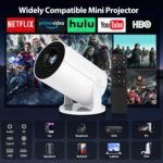DCHAV Portable Mini Wireless Projector with 180°Adjustable Stand,HY300 pro Projector 4K Video Decoding, Android System, Auto Keystone, Outdoor Home Movie Portable Video Projector Compatible with Phone